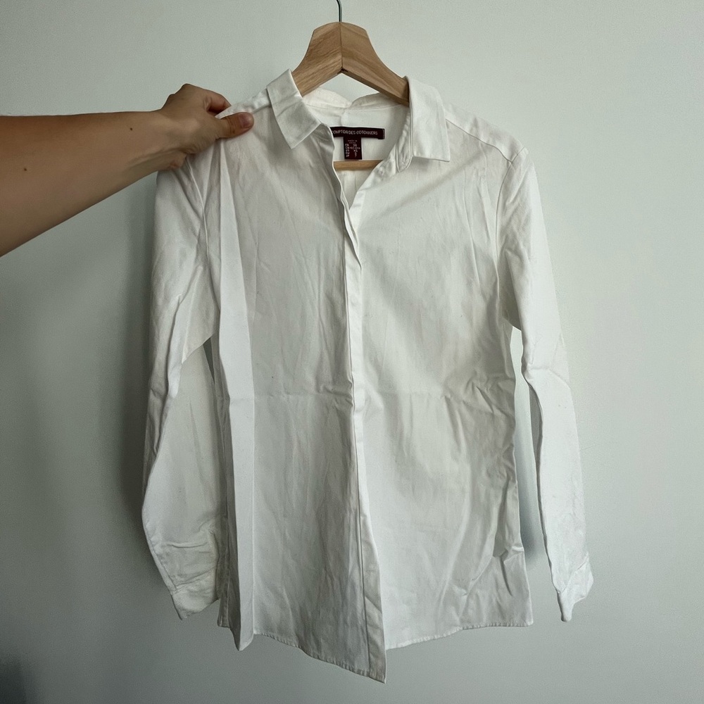 White dress shirt with hidden buttons 🤍